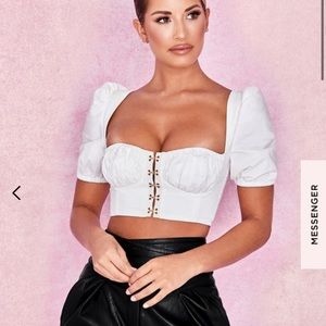 HOUSE OF CB White Ruffle Top